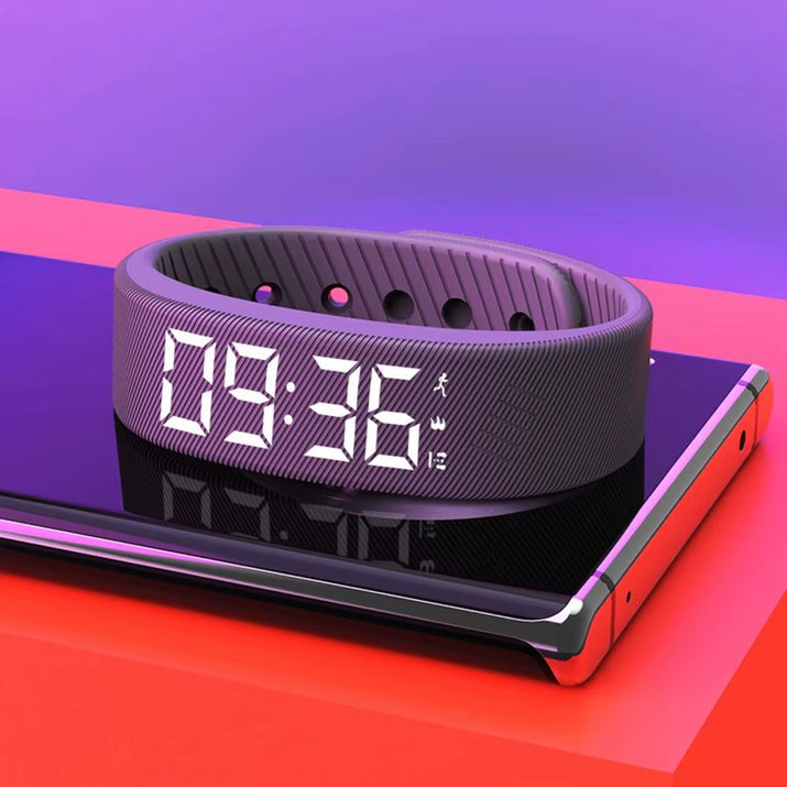LED Digital Alarm Clock Watch Adjustable Waterproof Fitness Wristbands with Running Pedometer Snooze-Proof Vibrating Alarm