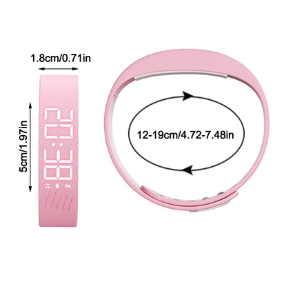 LED Digital Alarm Clock Watch Adjustable Waterproof Fitness Wristbands with Running Pedometer Snooze-Proof Vibrating Alarm