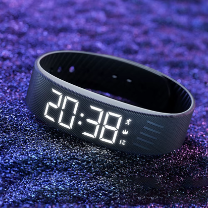 LED Digital Alarm Clock Watch Adjustable Waterproof Fitness Wristbands with Running Pedometer Snooze-Proof Vibrating Alarm