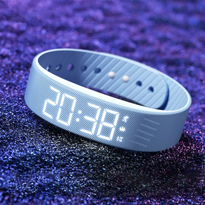 LED Digital Alarm Clock Watch Adjustable Waterproof Fitness Wristbands with Running Pedometer Snooze-Proof Vibrating Alarm